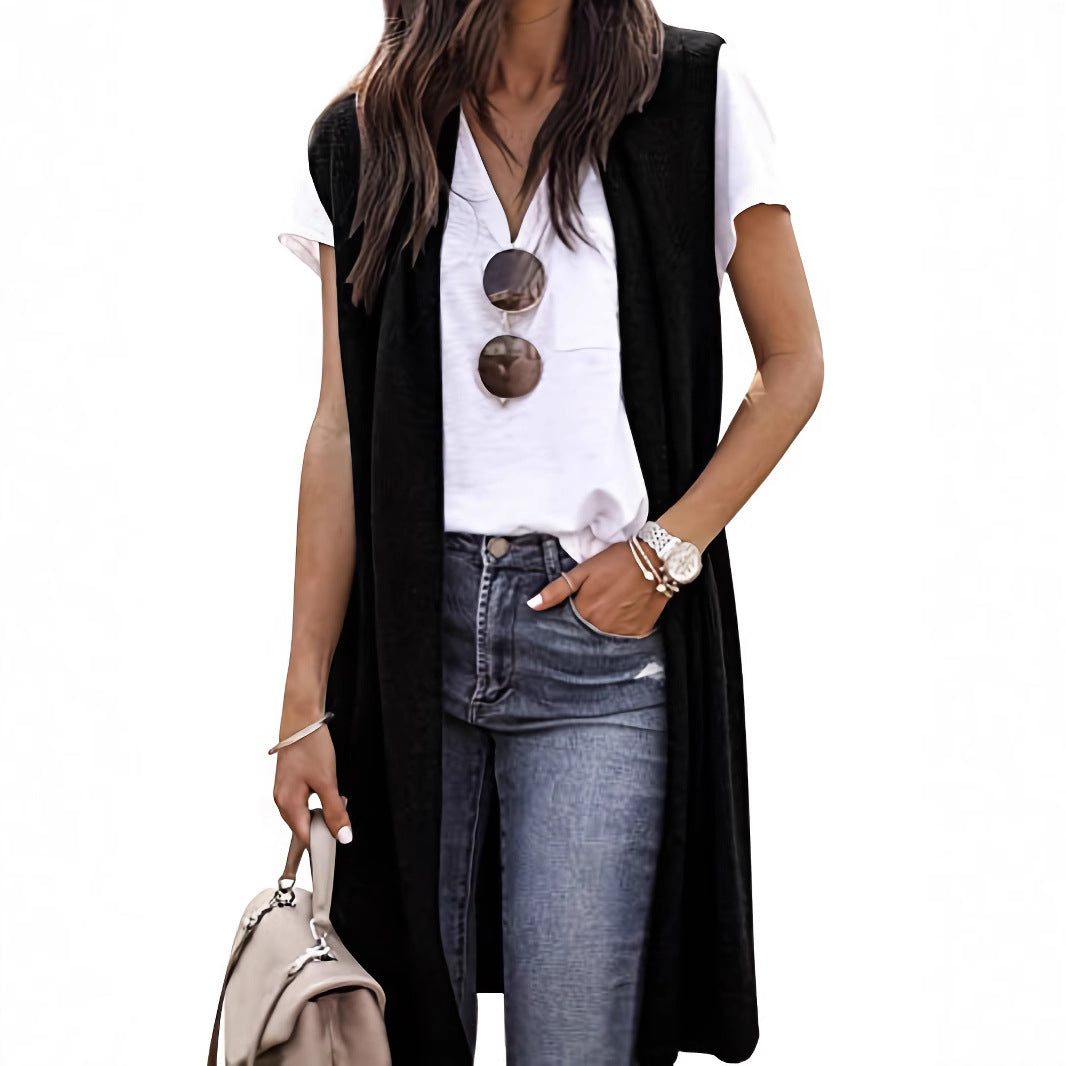 Damen elegante ärmellose Strickweste WW