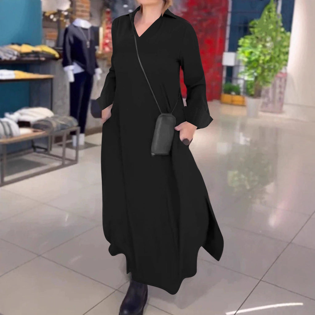 Damen lässiges Hemdkleid mit innovativem seitlichem Schlitz WW