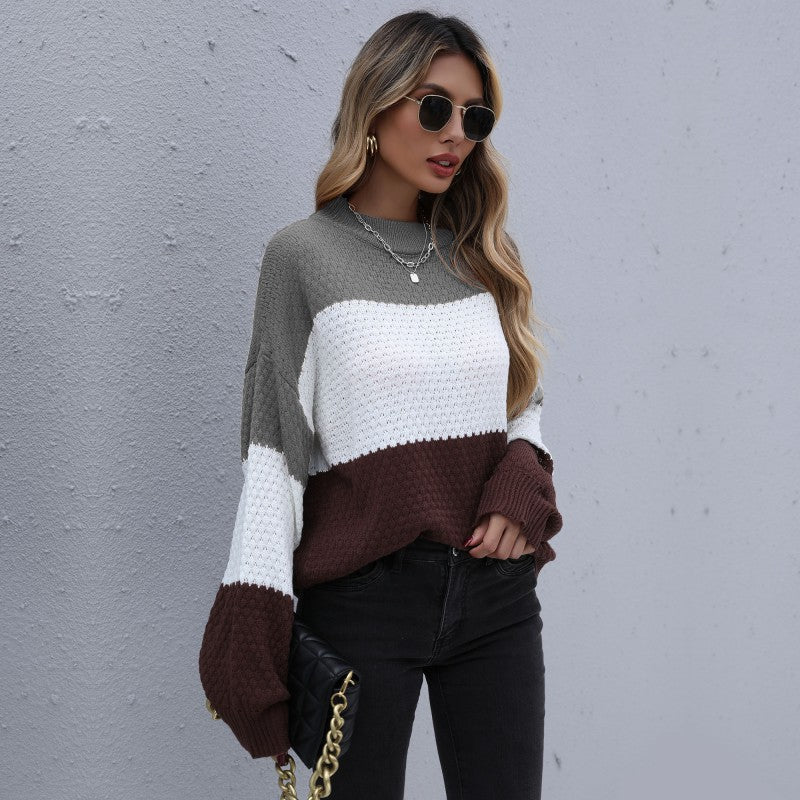 Damen Strickpullover im modernen Blockdesign WW