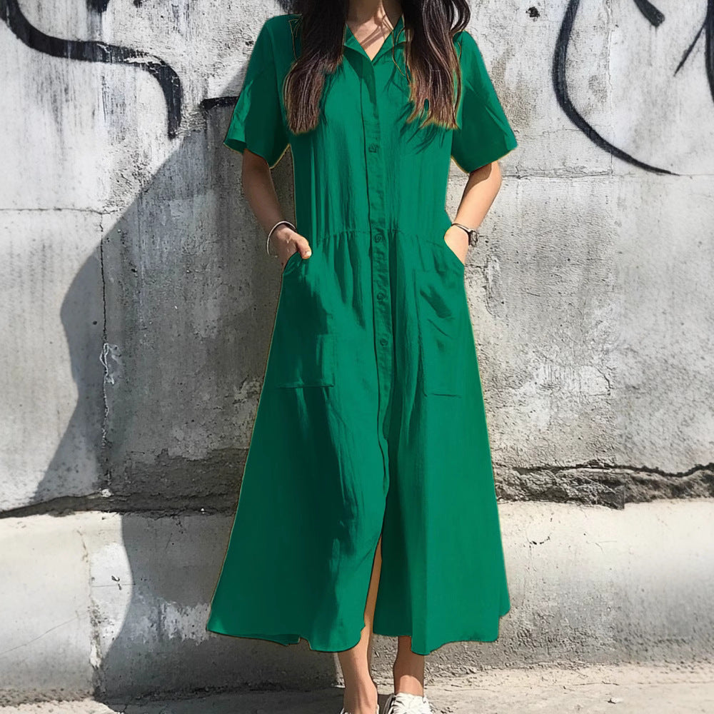 Damen Hemdblusenkleid mit praktischen Taschen und eleganter Knopfleiste WW
