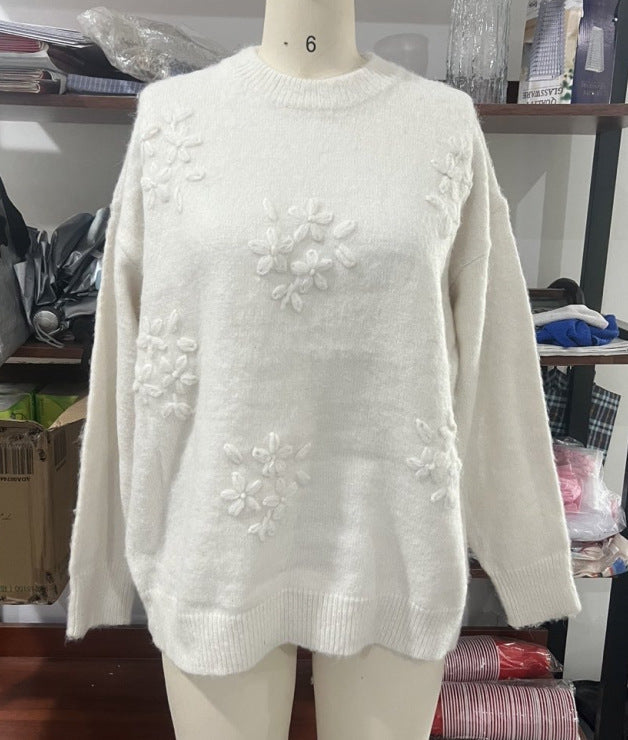 Damen Pullover mit floralem Stickdesign WW