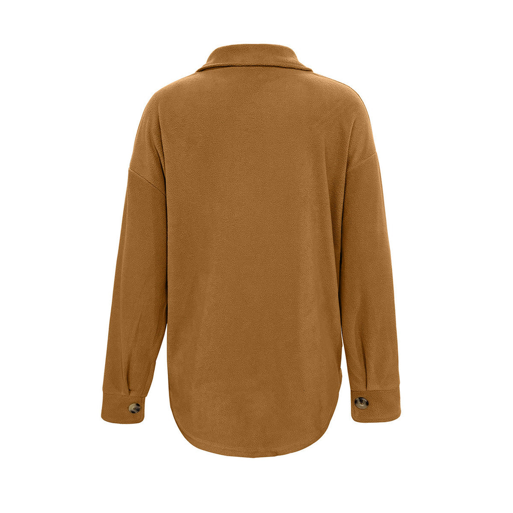 Damen Oversized Hemdjacke mit Knopfdetails und praktischen Brusttaschen WW