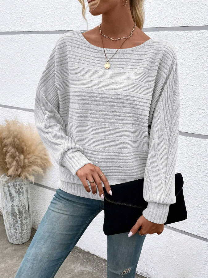 Frauen Stilvoll Strick Batwing Pullover WW