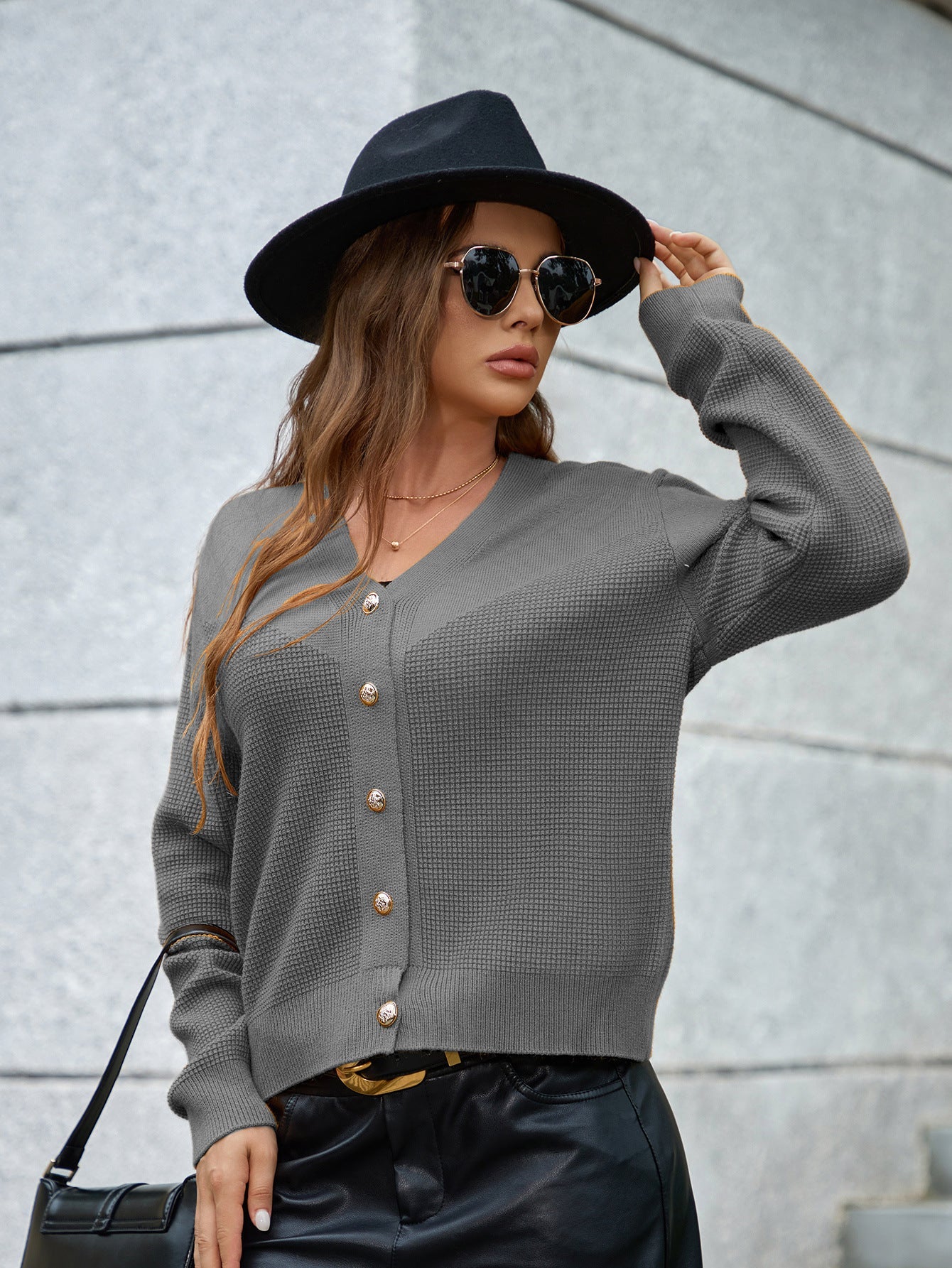 Damen Strickjacke mit Knopfdetails und strukturierter Oberfläche WW