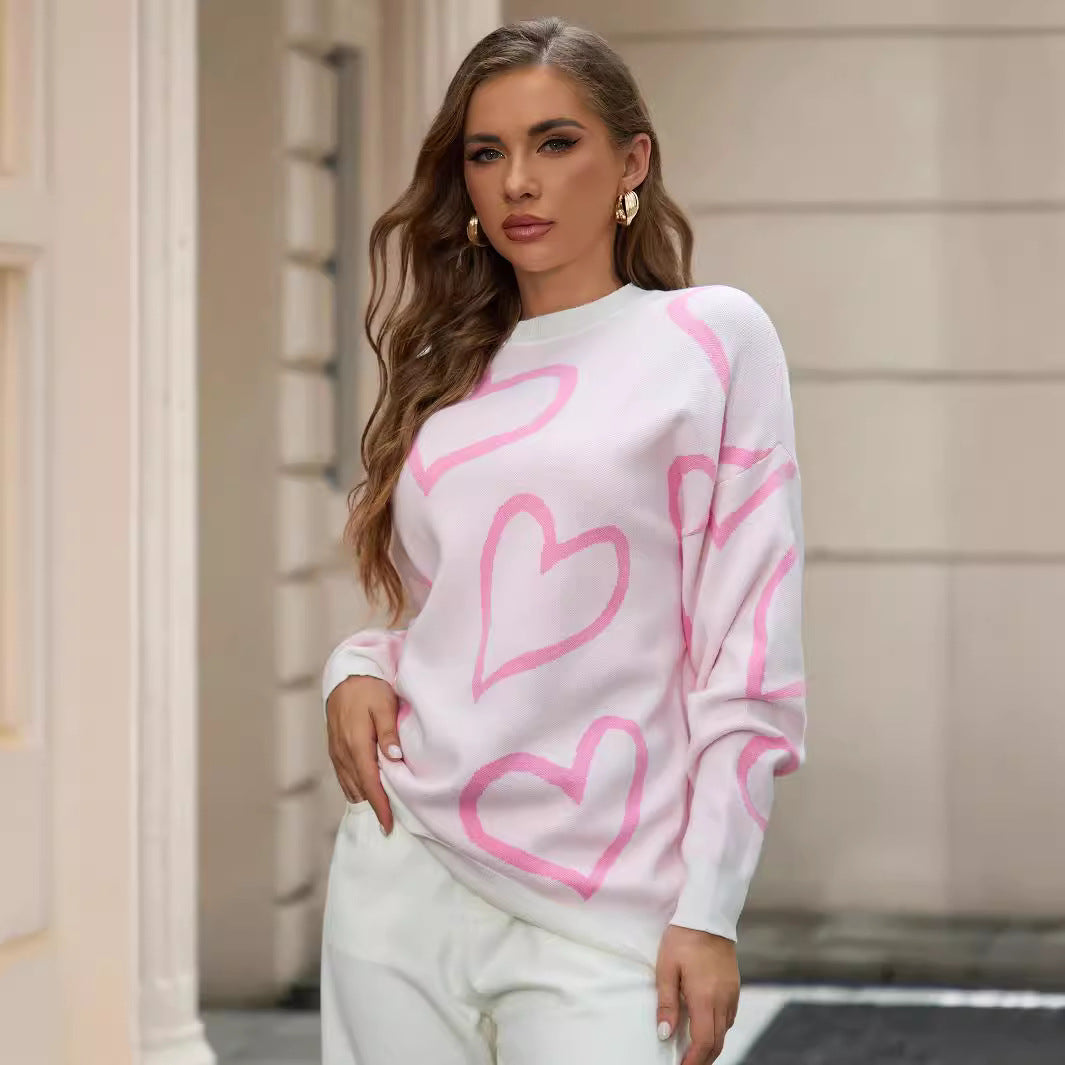 Damen Strickpullover mit Herzmotiv und lässiger Passform WW