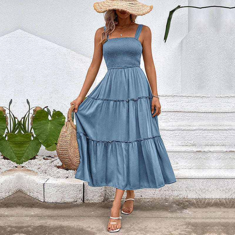 Damen Maxikleid mit Rüschensaum und elastischem Oberteil WW