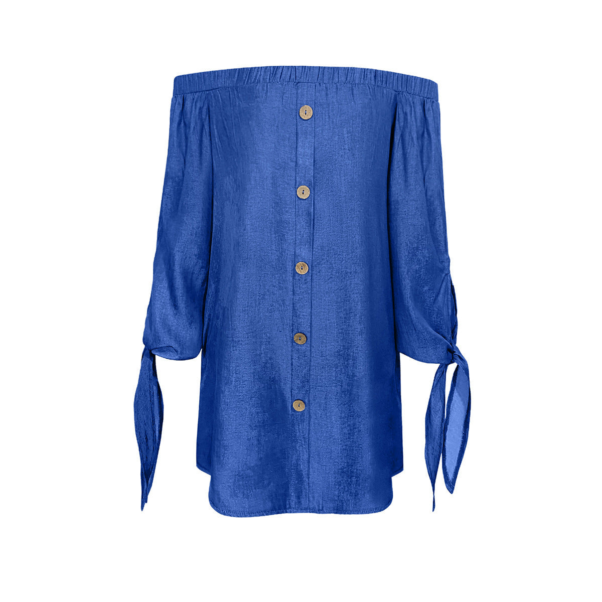 Damen Off-Shoulder Kleid mit Knopfleiste und lässigen Ärmelbindungen WW