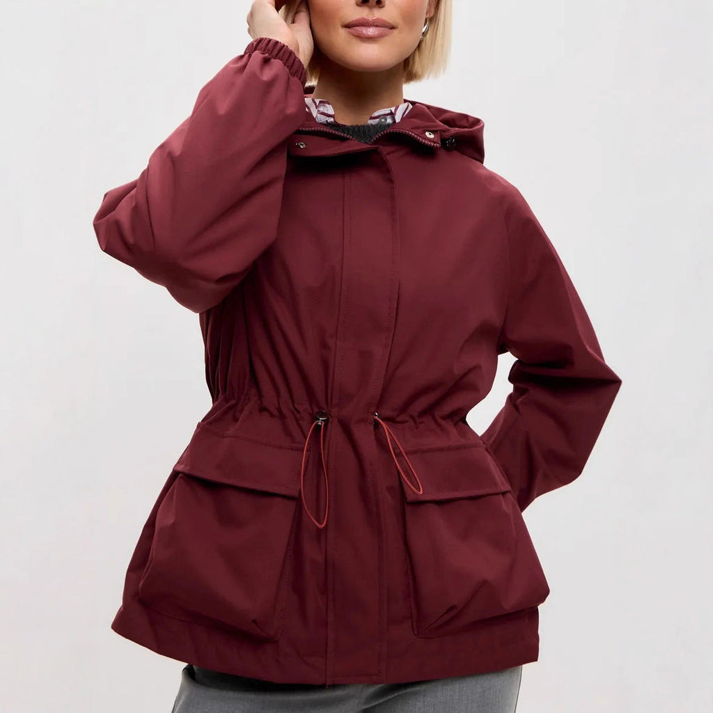 Damen leichte Windbreaker-Jacke mit verstellbarem Bund und praktischen Taschen WW