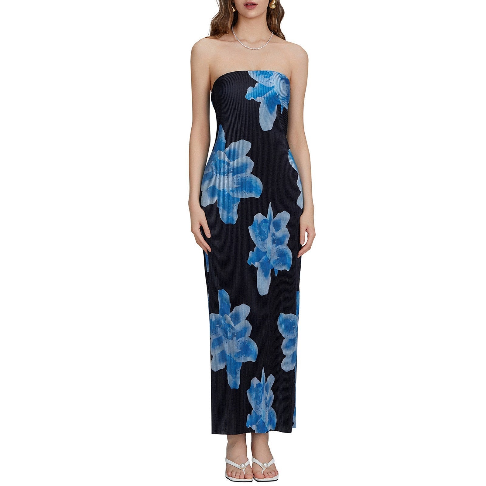 Damen Maxikleid mit buntem grafischen Muster WW