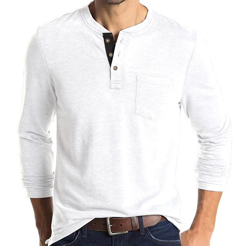 Herren Langarm-Hemd mit Knopfleiste und Brusttasche WW
