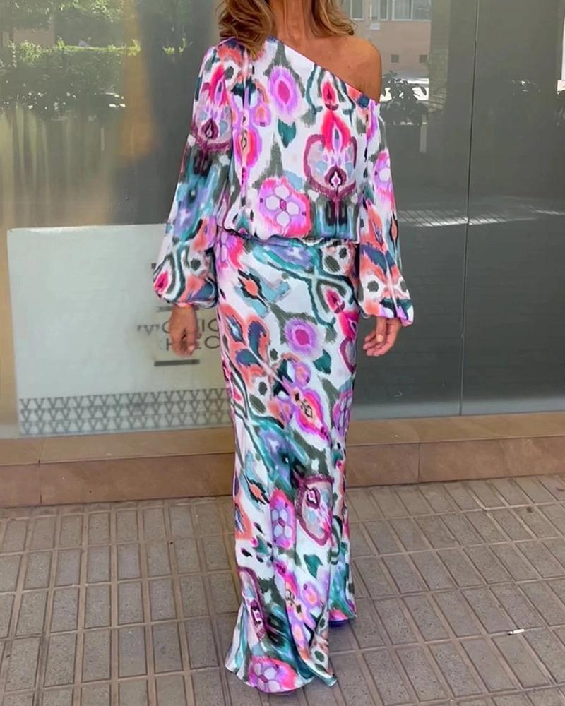 Damen Maxi-Kleid mit asymmetrischem Schnitt und eleganten Ärmel WW