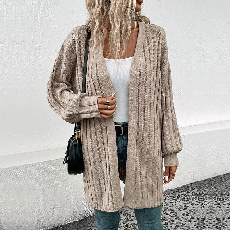 Damen Strickjacke mit tiefem V-Ausschnitt und lässigem Schnitt WW