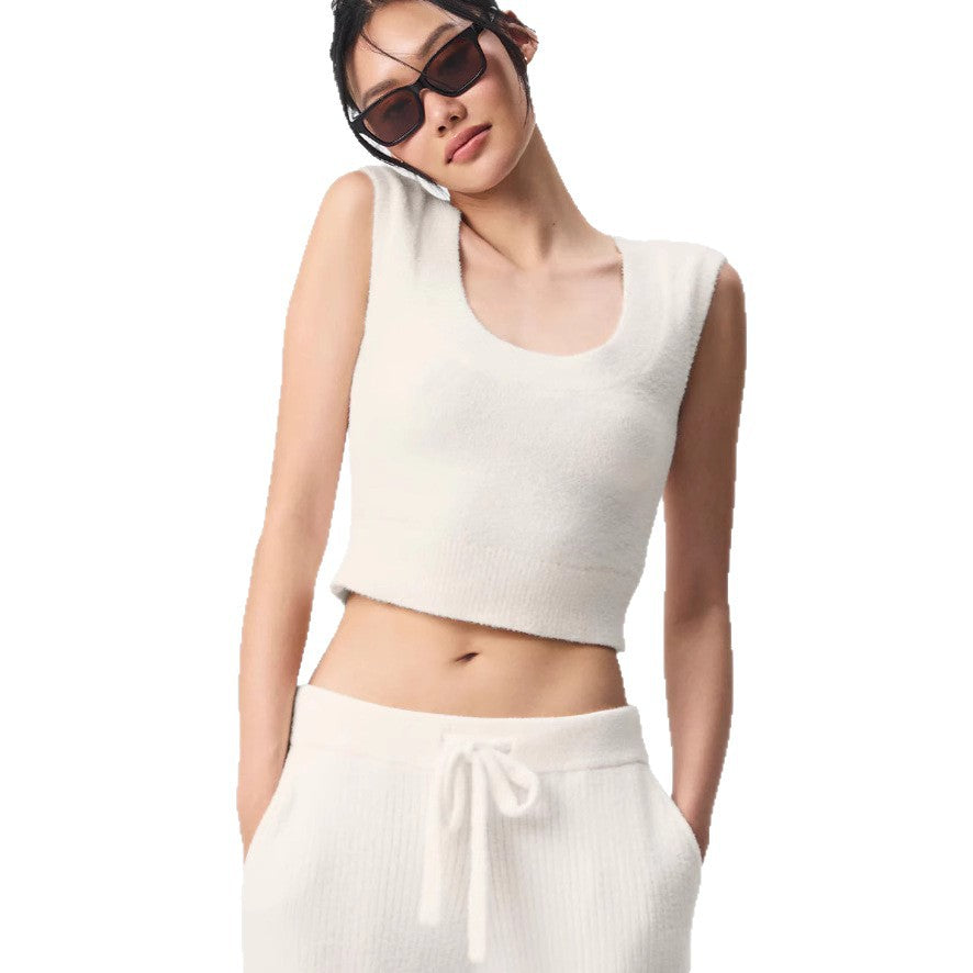 Damen Kurzes Strickoberteil mit sanfter Textur WW