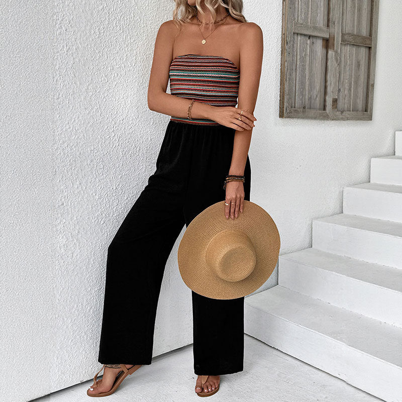 Damen Oberteillose Jumpsuit mit weitem Bein und praktischen Taschen WW