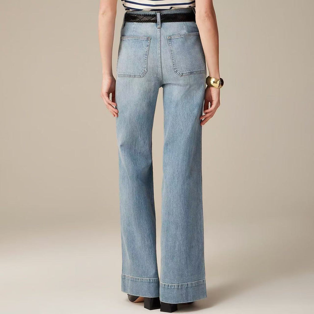 Damen Weite Jeans mit modischem Saum WW