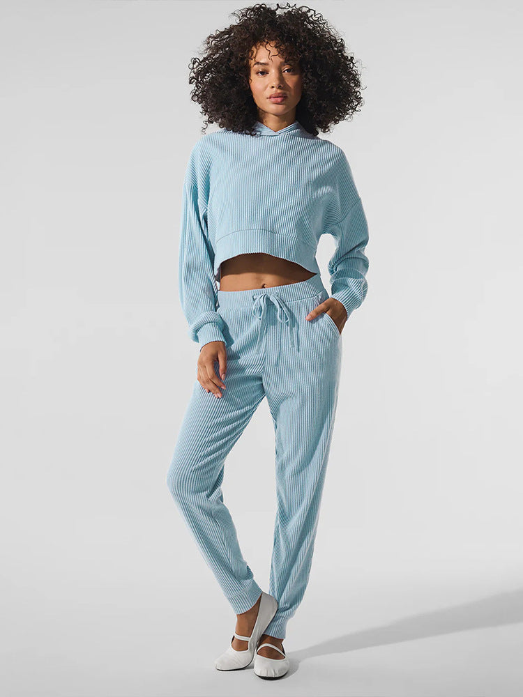 Damen entspanntes Crop-Sweatshirt und bequeme Jogginghose Set WW