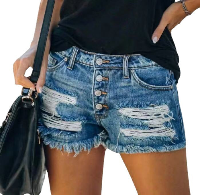 Damen Jeans-Shorts im Retro-Stil mit einzigartigen Patch-Details WW
