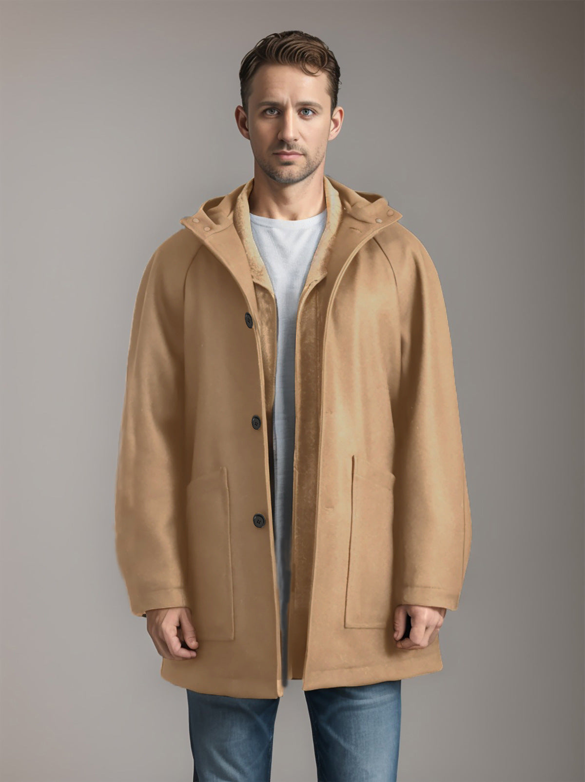 Herren praktische und elegante Kapuzenjacke aus weichem Material WW