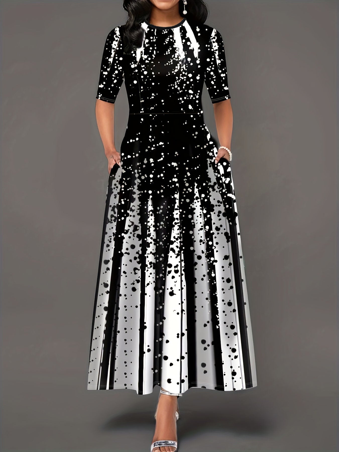 Damen Maxikleid mit elegantem Spritzmotiv WW