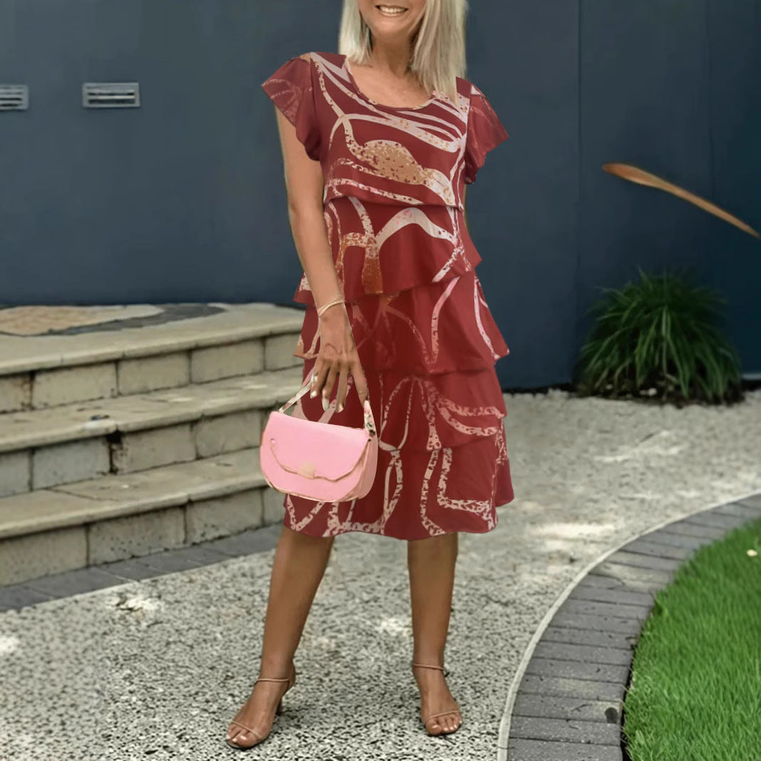 Damen Schickes Rüschenshirt-Kleid mit mehrlagigem Design WW