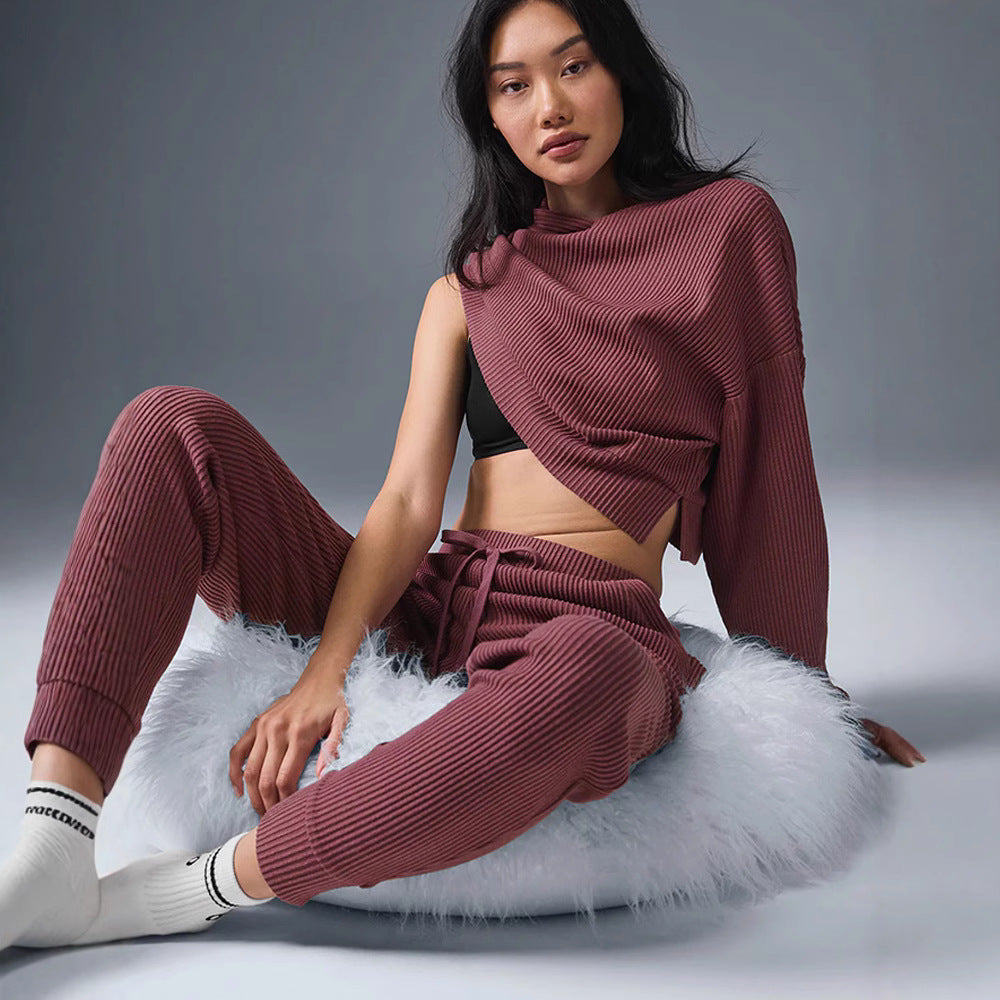 Damen entspanntes Crop-Sweatshirt und bequeme Jogginghose Set WW
