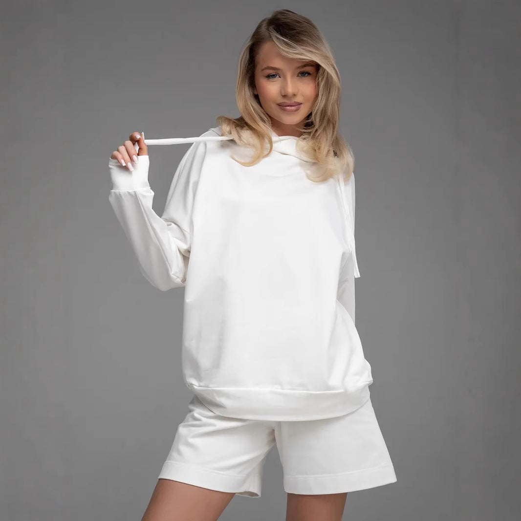 Damen lässiges Oversized Hoodie und Shorts Set WW