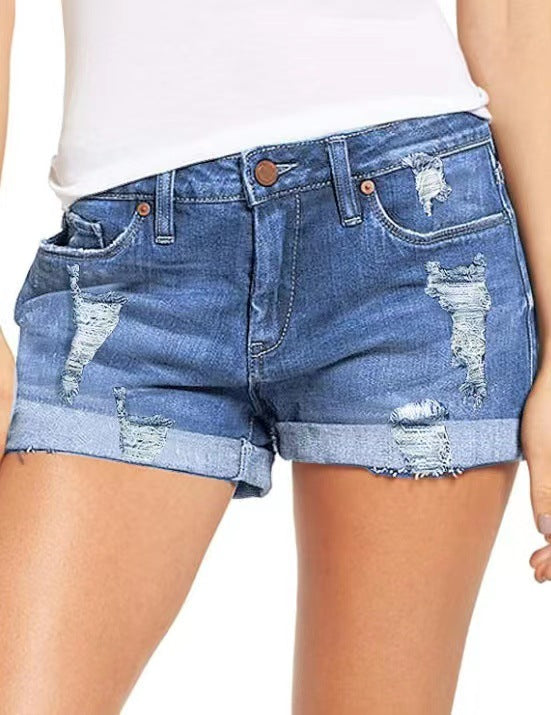 Damen trendige Destroyed Jeans-Shorts WW