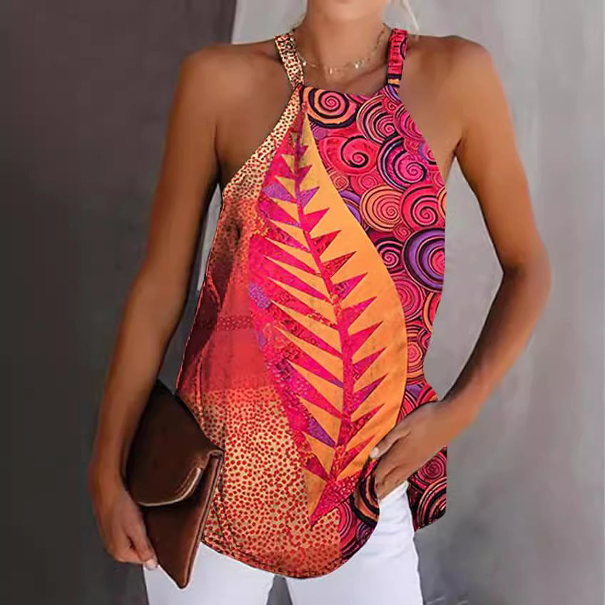 Damen ärmelloses Oberteil mit kreativem Foliendesign WW