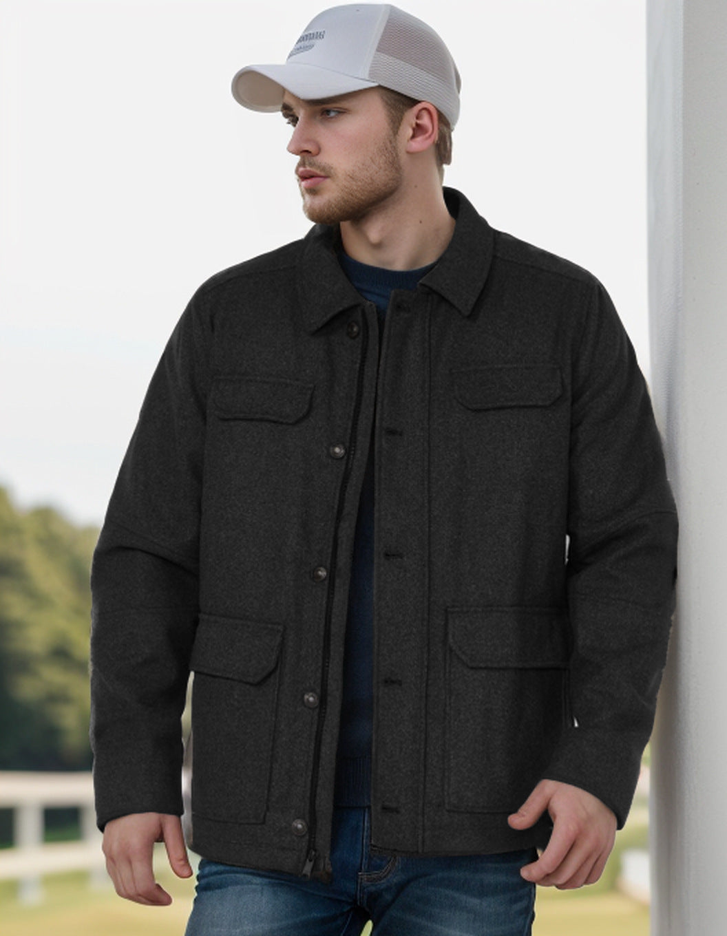 Herren Wolljacke mit funktionalen Taschen und modernem Schnitt WW