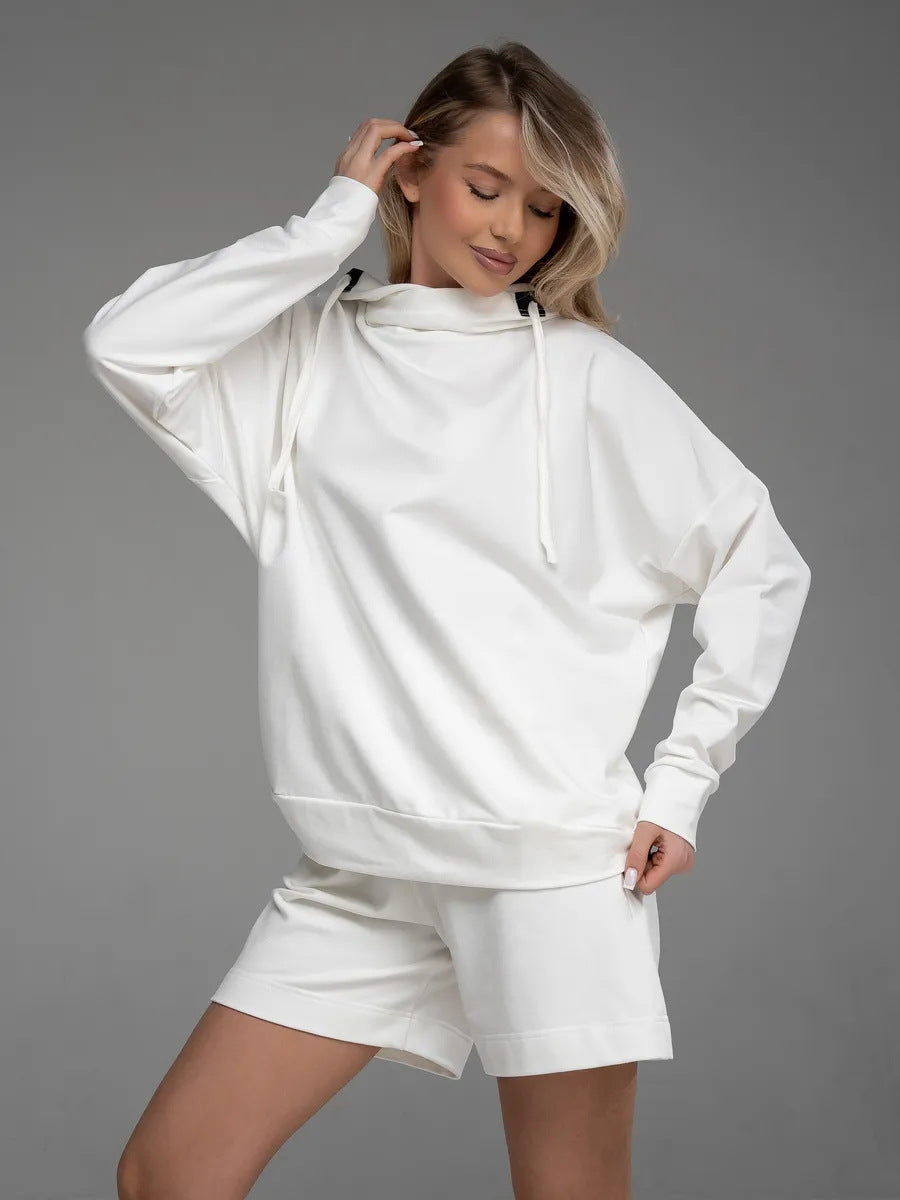 Damen lässiges Oversized Hoodie und Shorts Set WW