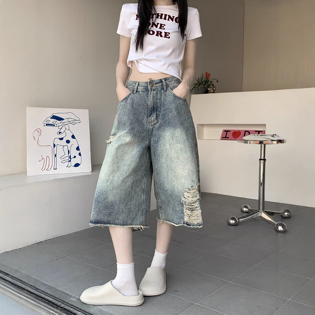 Damen Destroyed Jeans Shorts WW