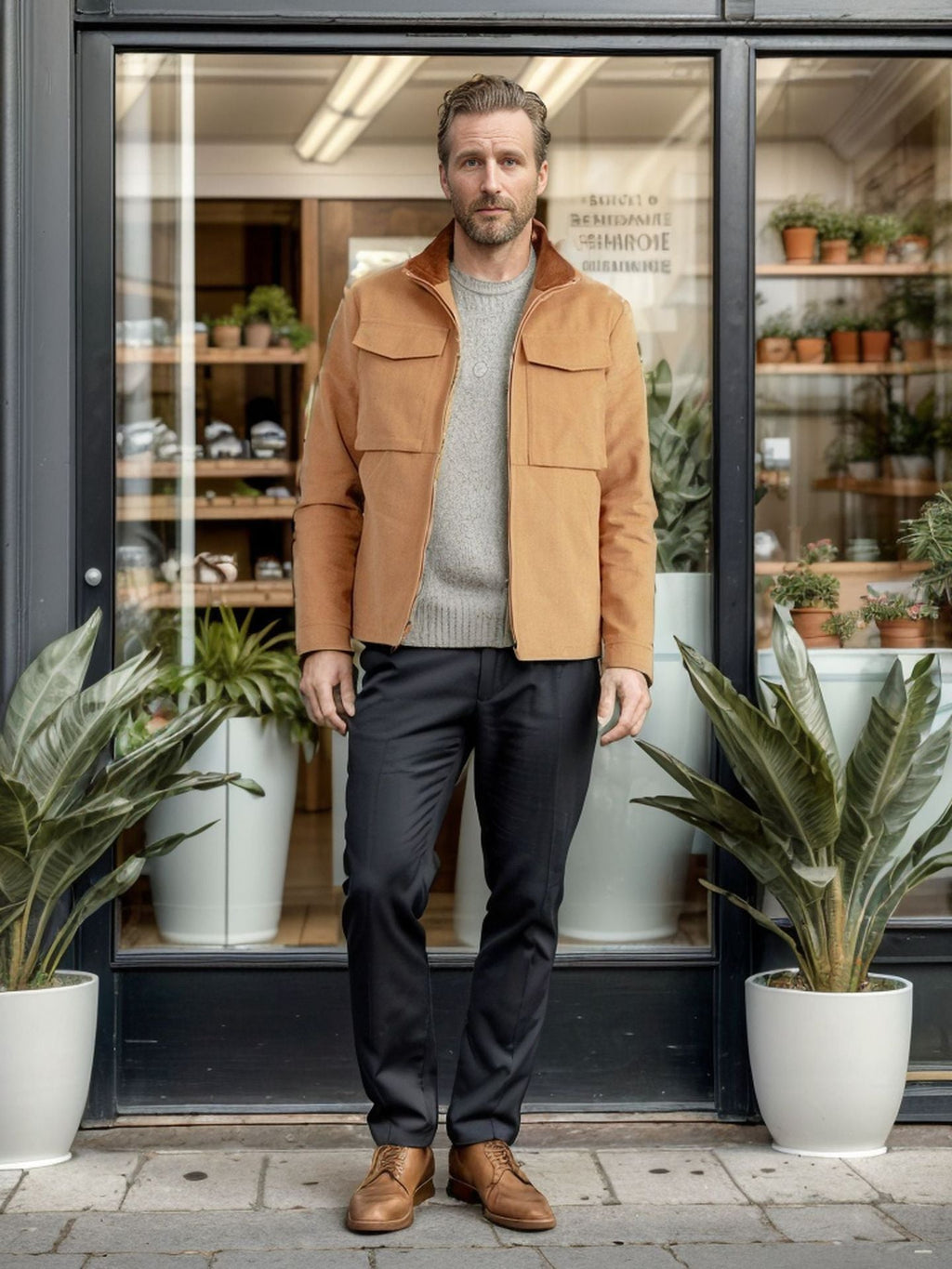 Herren praktische Utility-Jacke mit großen aufgesetzten Taschen WW