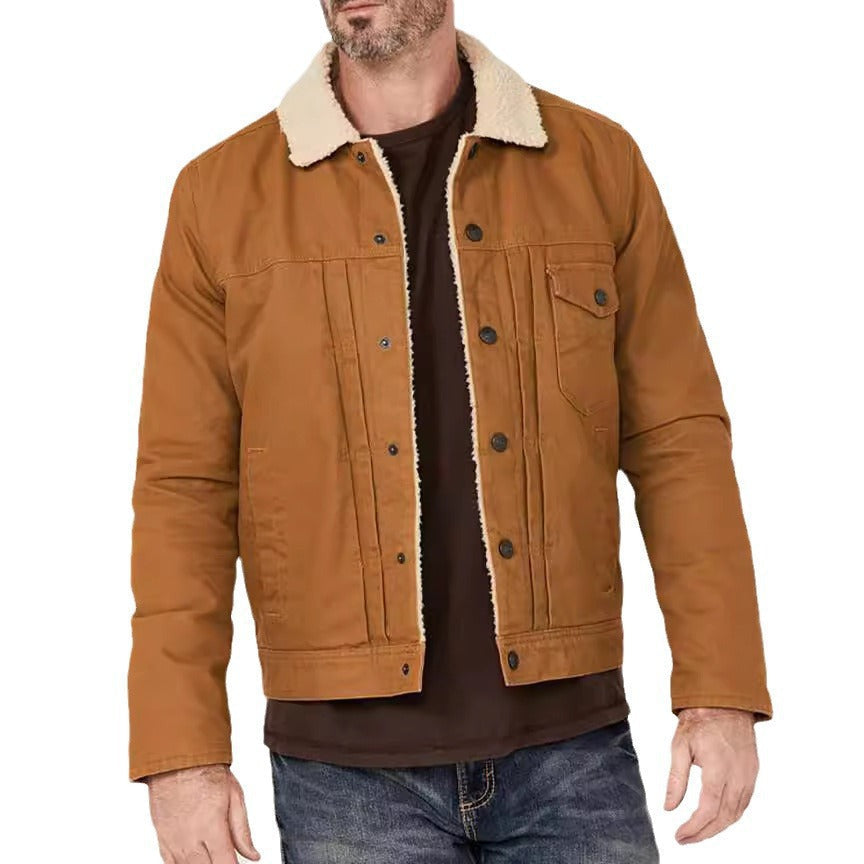 Herren Winterjacke aus strapazierfähigem Baumwollmaterial mit Teddyfutter und praktischen Taschen WW