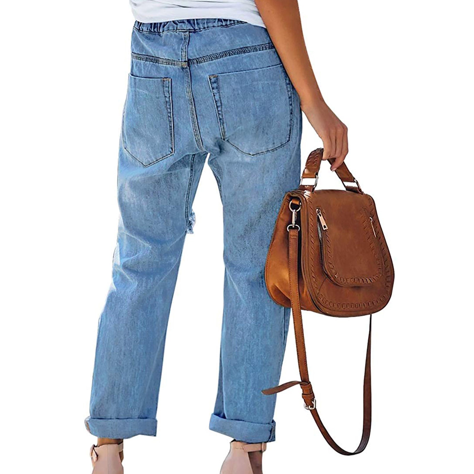 Damen Relaxed Fit Jeans mit modernen Rissen WW