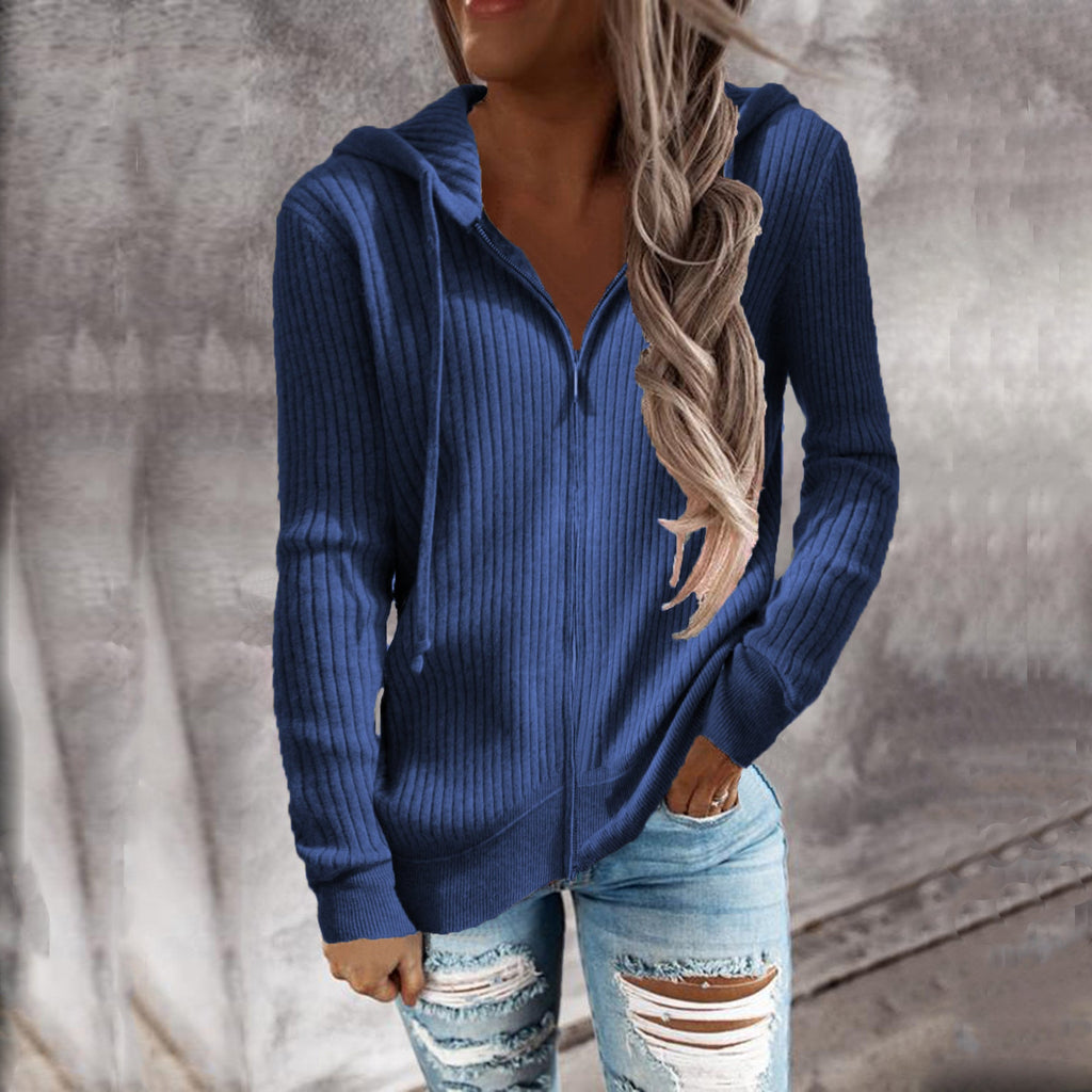 Damen Kapuzenjacke aus strukturiertem Material mit praktischen Taschen WW