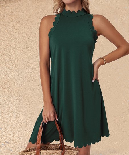 Damen ärmelloses Kleid mit Struktur und dekorativem Kragen WW