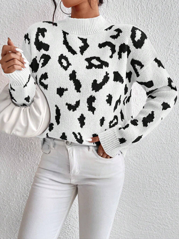 Damen modischer Pullover mit auffälligem Tiermuster und bequemer Passform WW