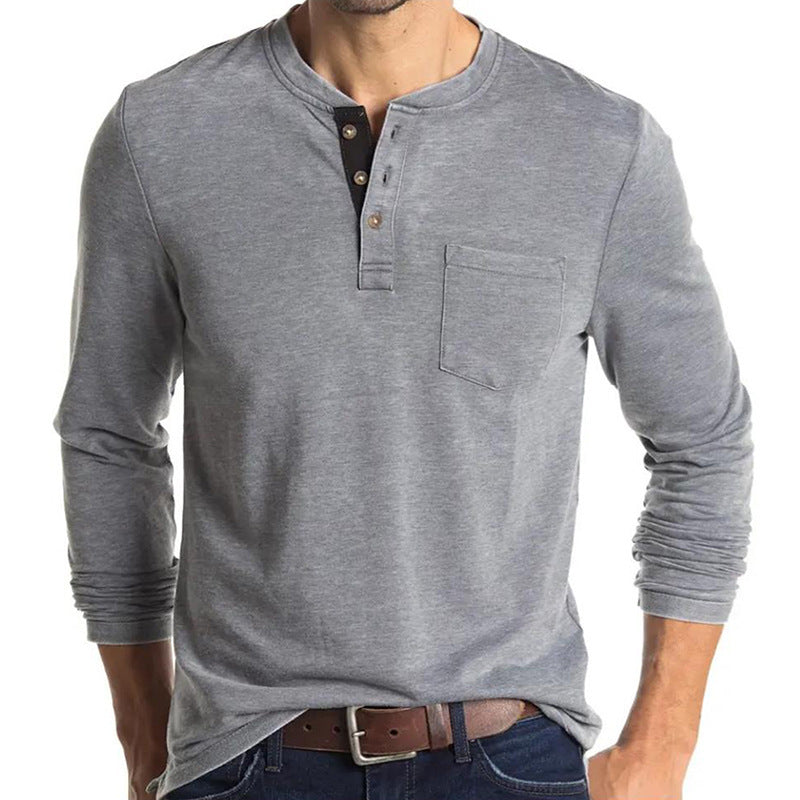 Herren Langarm-Hemd mit Knopfleiste und Brusttasche WW