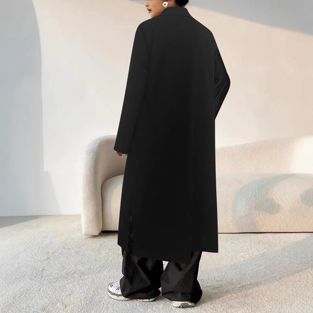 Damen Stilvolle lange Jacke mit eleganten Knopfdetails WW