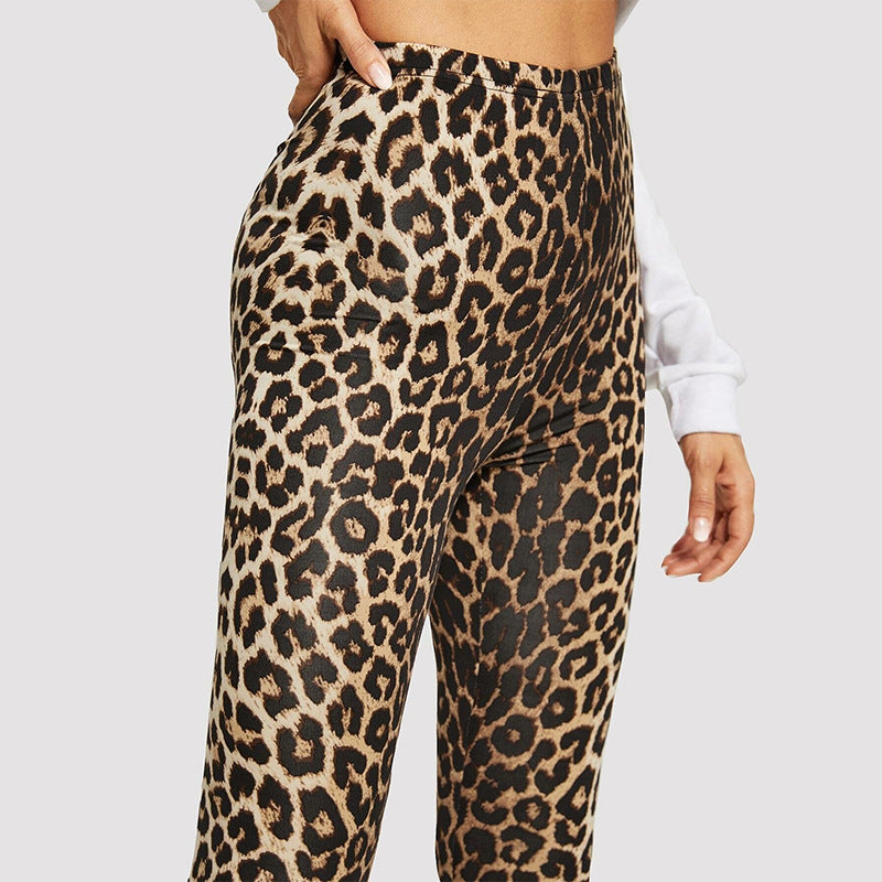 Damen Elegante Leggings im modischen Leopardenmuster WW