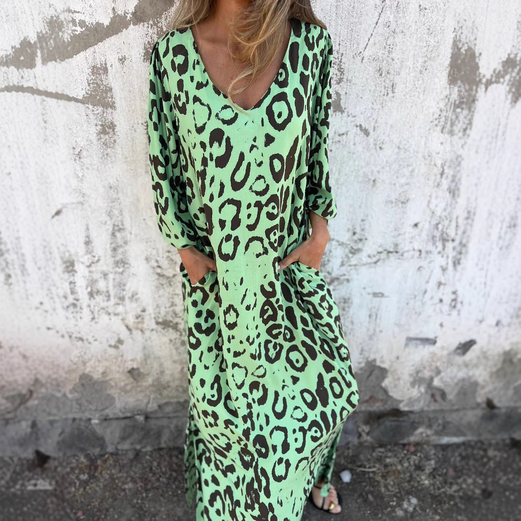 Damen Maxikleid im stilvollen Leopardenmuster WW