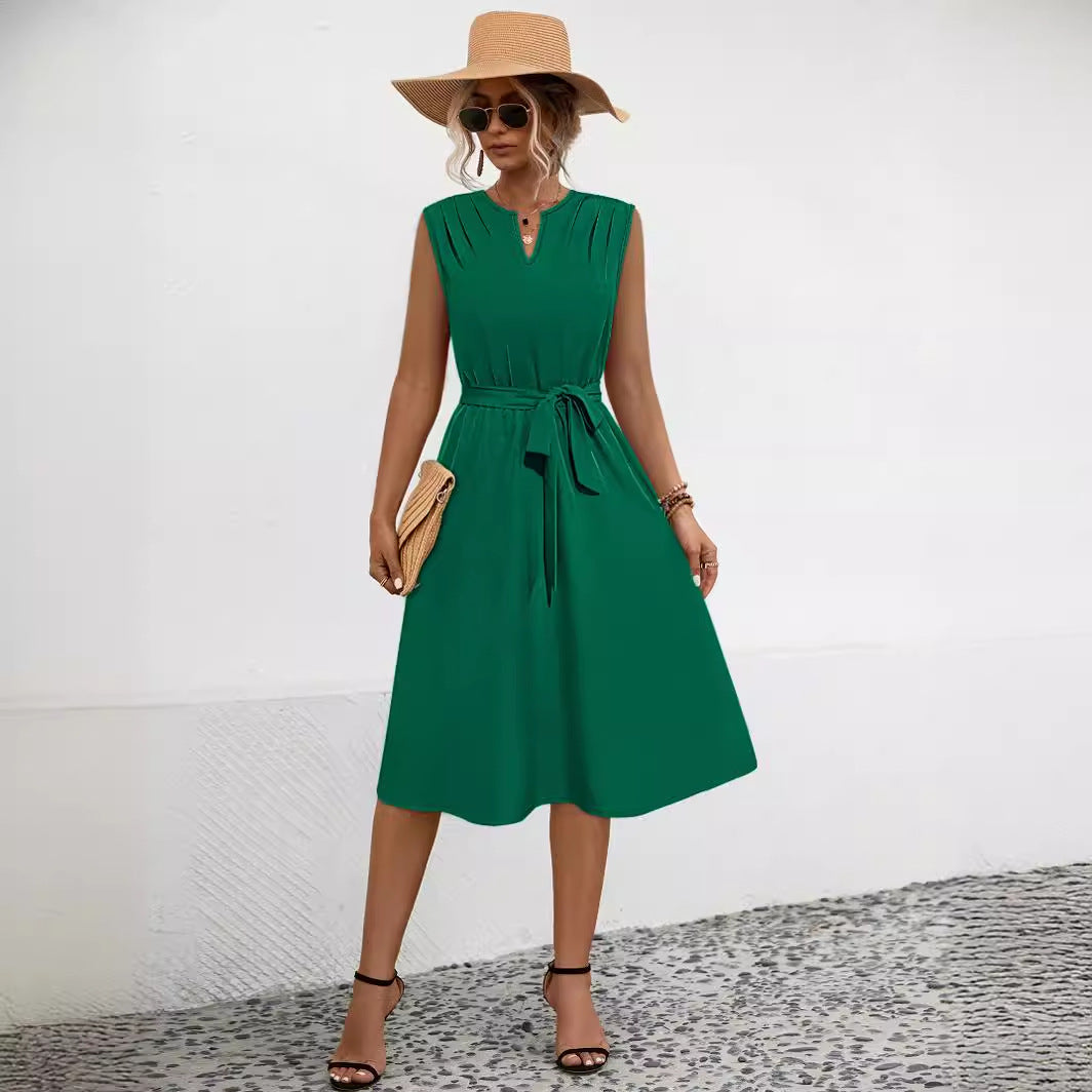Damen Midi-Kleid mit schicker Raffung und taillierbarem Gürtel WW
