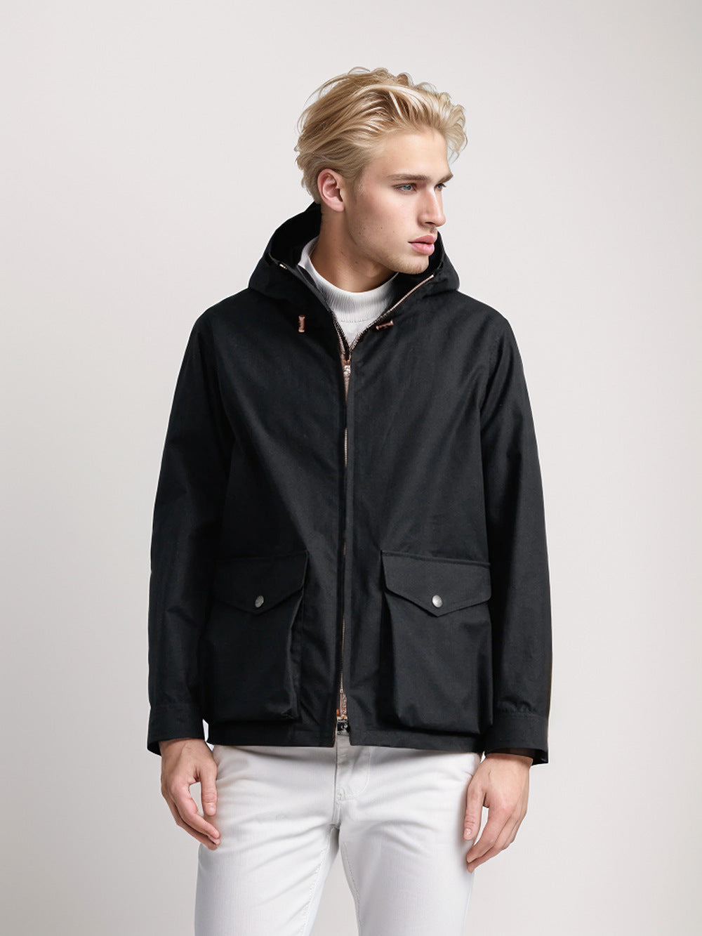 Herren Übergangsjacke mit praktischen Taschen und verstellbarem Kapuzenkragen WW