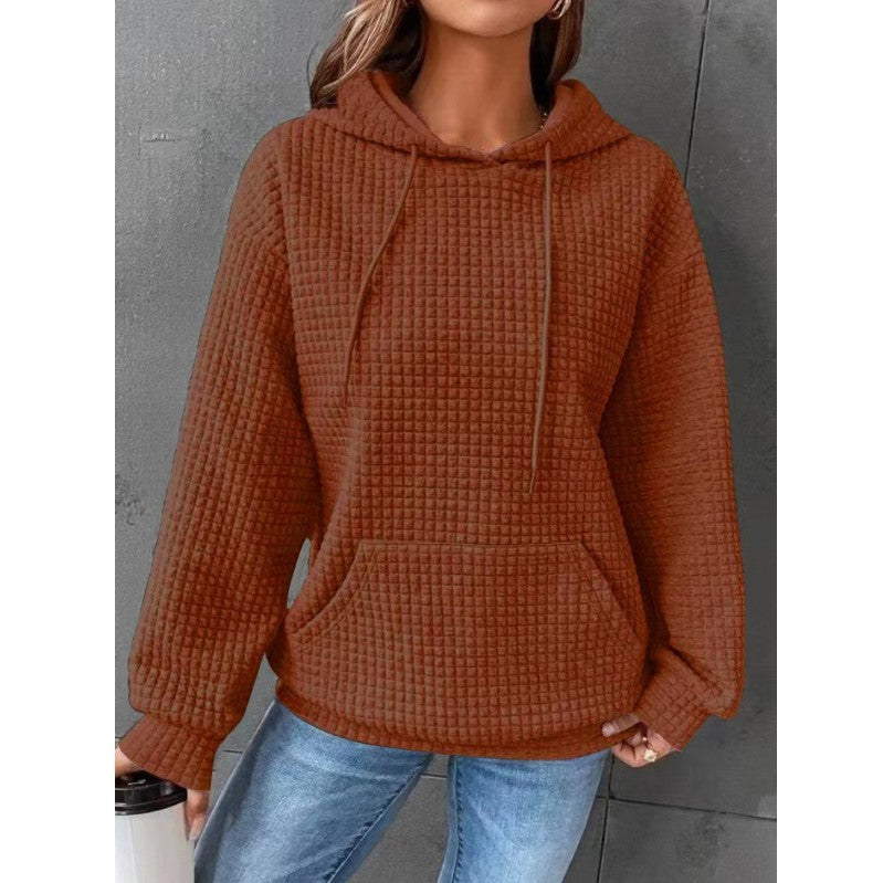 Damen Texturiertes Waffle Strick Hoodie WW