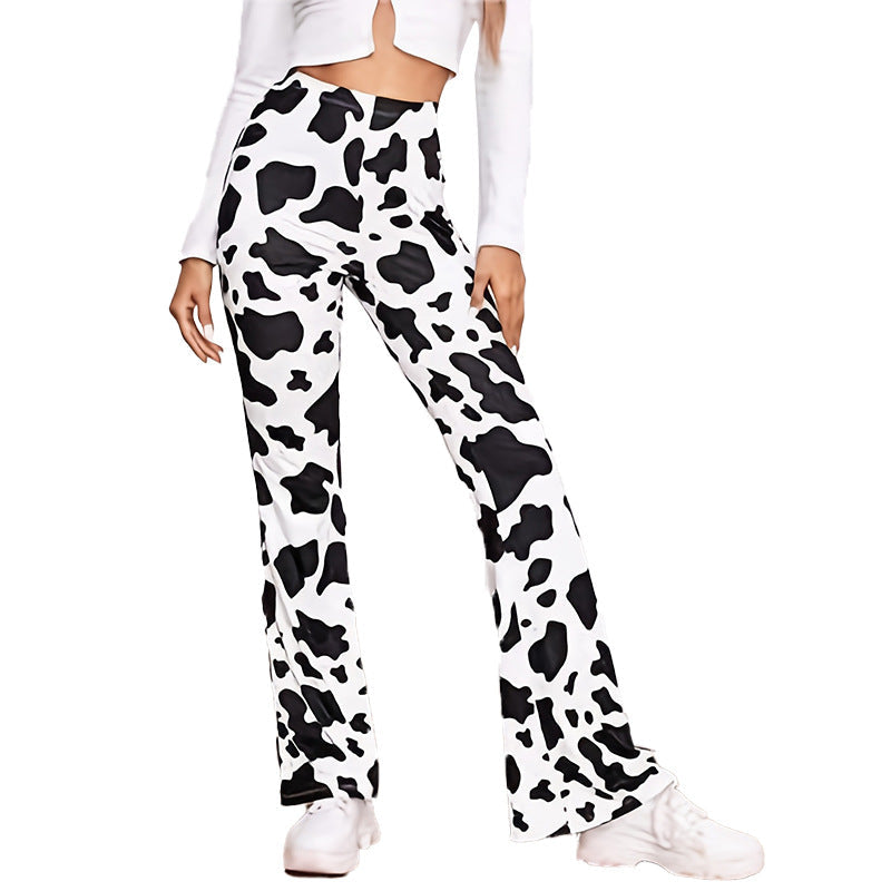 Damen Flared-Leggings mit tierischem Muster WW