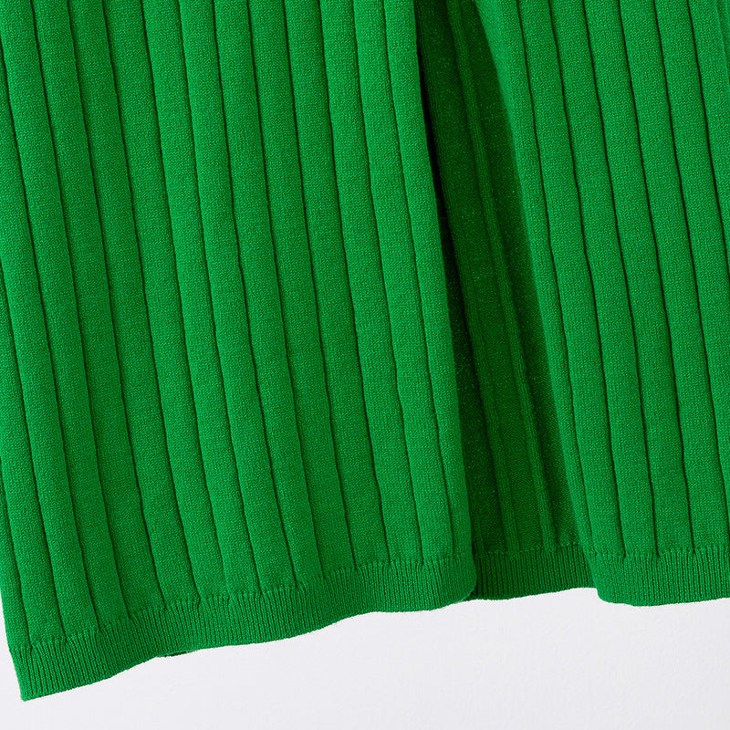 Damen Langarm-Strickkleid mit Quadratausschnitt und Rippstruktur WW