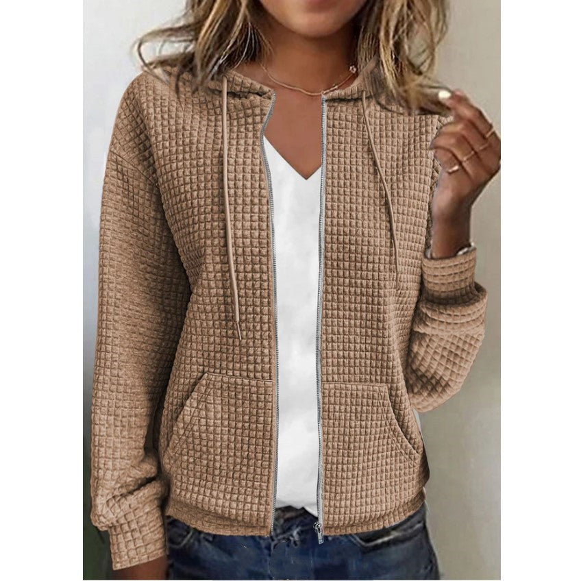 Damen Hoodie-Cardigan aus strukturiertem Material WW