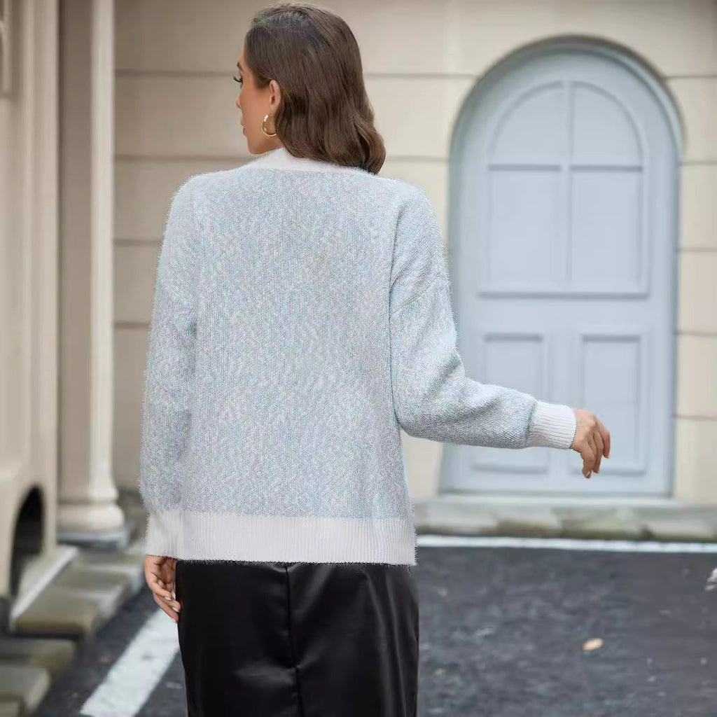 Damen oversized Strickjacke mit praktischen Taschen und stilvollen Knopfdetails WW