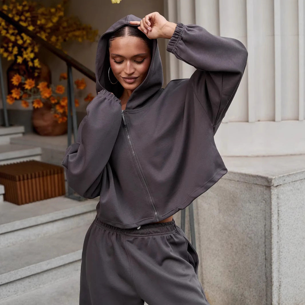 Damen sportliches Oversized Hoodie- und Jogginghosen-Set WW