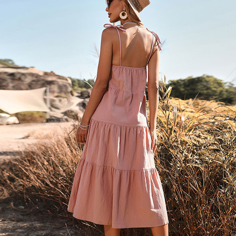 Damen Maxikleid mit schulterfreier Gestaltung und voluminösem Saum WW
